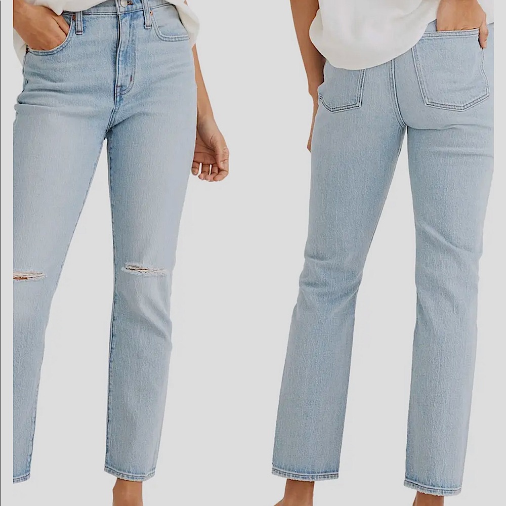 Madewell the ripped high waist crop slim boyfriend jeans NWT